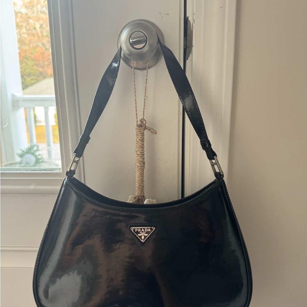 Glossy Black Shoulder Bag